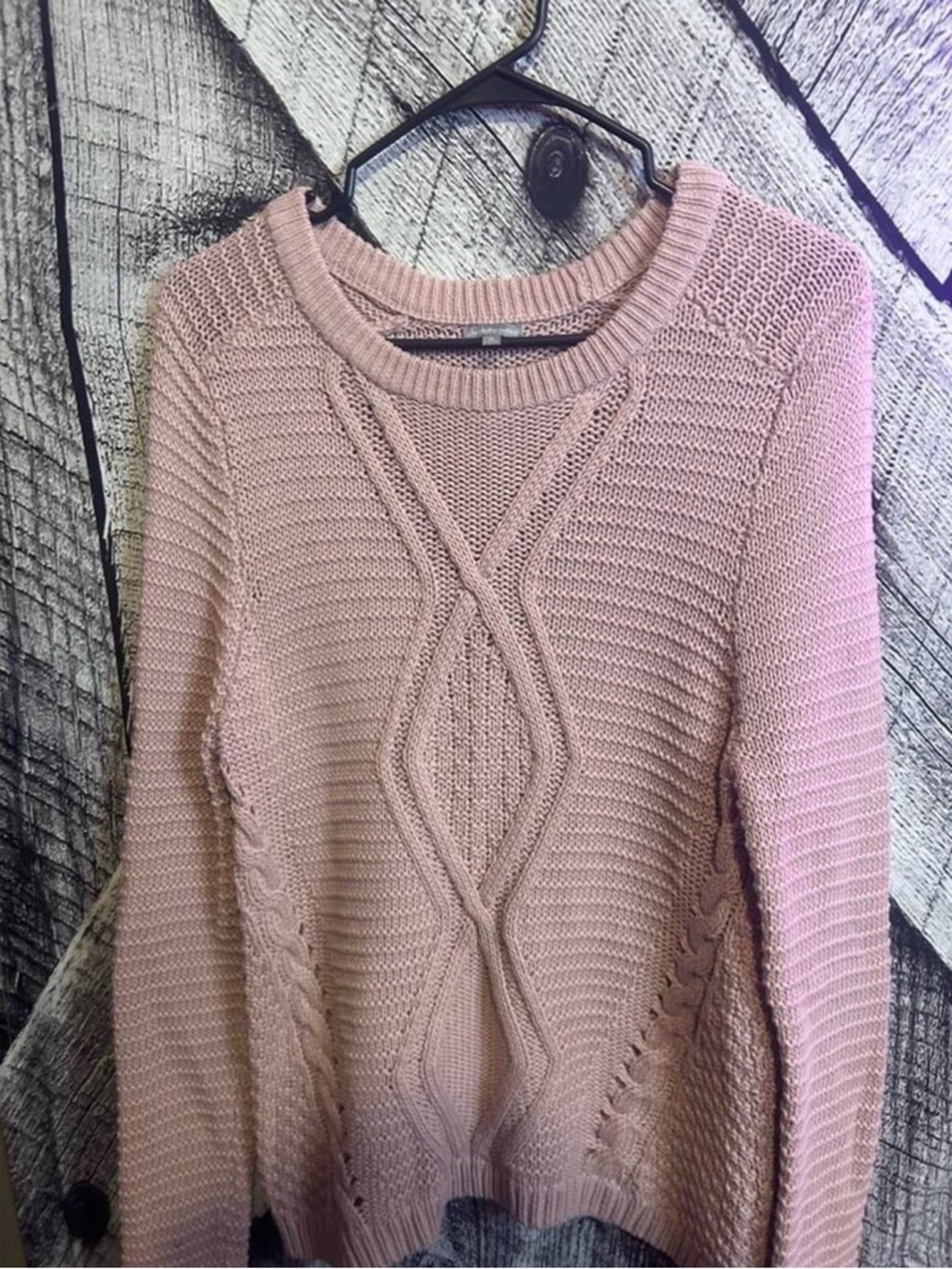 Charlotte Russe Blush Pink Cable Knit Crewneck Sweater